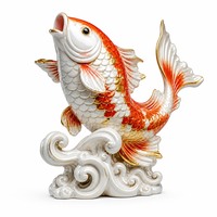 Sculpture de carpes sauteuses du Nouvel An chinois sur base ondulée, sur mesure, service de fabrication OEM pour projet de cadeau de fête