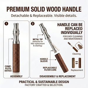 เปลือกไม้โอ๊ควอลนัทเวียดนาม WeWood สำหรับเครื่องพ่นยาแบบสูดดม พร้อมโลโก้สั่งทำพิเศษ สลักด้วยเลเซอร์ ด้ามจับไม้ สำหรับอุปกรณ์เสริมเพื่อสุขภาพ - Product Image 4