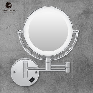 Miroir cosmétique grossissant mural double face de 8 pouces pour la lumière de salle de bain d'hôtel Led petit miroir de maquillage - Product Image 1