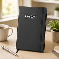 Libreta de Cuero PU A5 con Logotipo Personalizado al por Mayor, Páginas Rayadas, Tapa Dura, Encuadernación Cosida, Planificador Multicolor, Regalo Publicitario Promocional