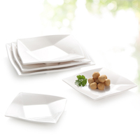 Assiettes carrées modernes en mélamine, vaisselle en plastique blanc pour plats de riz, restauration rapide et plats sautés