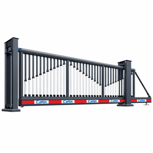 Porte coulissante rétractable en aluminium CAIMEN, revêtement poudré noir et blanc, barrière de sécurité extérieure durable - Product Image 1
