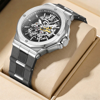 Montre mécanique automatique de luxe pour homme DK&YT, boîtier en acier inoxydable de haute qualité, mouvement squelette à remontage automatique, bracelet en silicone