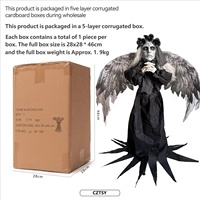 Statue d'ange gothique pour Halloween, décoration effrayante pour maison hantée, jardin, avec lumière électrique activée par la voix et capteur de mouvement