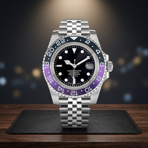 Reloj de Buceo Analógico con Correa Jubilee Negra y Morada, Logotipo S, Movimiento SEIKO NH35, 50 Bares, Cristal de Zafiro, Correa de Acero Inoxidable - Product Image 2