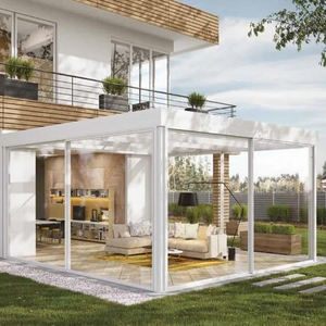 Cadre en aluminium Verre Maison Jardin Patio Véranda Toit plat Verre Salon de soleil Imperméable Toit en verre Aluminium PC Auvent - Product Image 5