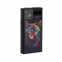 Briquet à levier personnalisé coupe-vent à flamme jet, en métal, élégant, rechargeable, pour cigares et torche à gaz