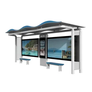 Outdoor Street Prefab Stainless Steel Advertising Bus Stop Shelter Station Customized