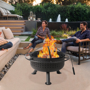 Outdoor Fire Pit Charcoal Grill 30 Inch With Lid For Patio BBQ Cooking And Heating - Product Image 1