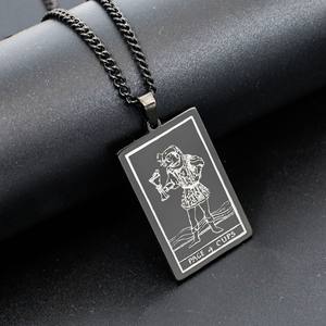 Moda Hip Hop Tarot kartları Esotericism takı Vintage paslanmaz çelik Waite <span class=keywords><strong>Chalice</strong></span> Tarot kart kolye kolye erkekler için - Product Image 5