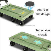 Chariot utilitaire pliable en aluminium à quatre roues, chariot à plateau extensible, léger et portable, OEM, pour la maison, le bureau, l'usine, le supermarché