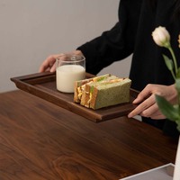 Plateau de rangement pour thé et café en noyer noir personnalisé de style classique plateau en bois rectangulaire en bois massif