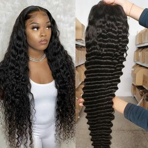 Vente en gros de perruques dentelle frontale en cheveux humains brésiliens de haute qualité Deep Wave 13X4 perruques dentelle frontale en cheveux humains avec cheveux de bébé - Product Image 1