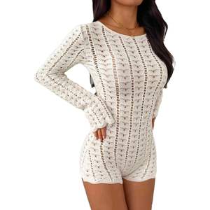 จั๊มสูทไหมพรมผู้หญิงแบบสั่งทำพิเศษ ปี 2026 แขนยาว เปิดหลัง ทรงเข้ารูป ชุดรอมเปอร์เซ็กซี่สำหรับออกงานกลางคืน ชุดเดรสซีทรูแบบชิ้นเดียว - Product Image 3