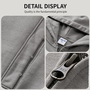 OEM Hiver, fermeture éclair robuste, haute qualité, écologique, anti-plis, unisexe, coupe oversize, streetwear, coton, effet vieilli, délavé à l'acide - Product Image 5