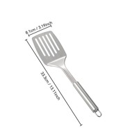 Spatule de cuisine en acier inoxydable 430 à fentes, spatule à frire en métal avec boucle de suspension pour la cuisine domestique