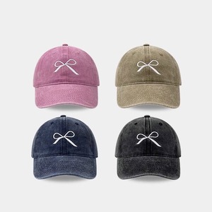 Nouvelle casquette de baseball rétro en jean délavé pour femme, à large bord avec nœud, protection solaire pour l'extérieur, vente en gros - Product Image 5
