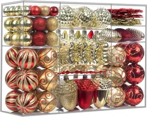 Conjunto de enfeites de bolas de Natal, decorações de bolas suspensas para árvores de Natal, 110 unidades, perfeito para decoração de Natal e casamento, feriados