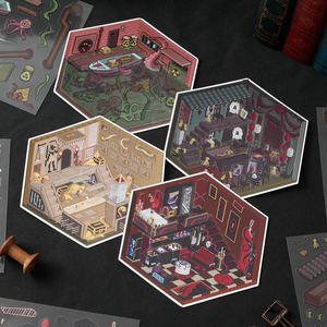 2 Stickers 1 Scènekaart/Pak Miniatuur Decorstickers Pixel Micro-Horror-Serie Handgemaakt Diy Speelgoed 3d Stressrelief Stickers - Product Image 2