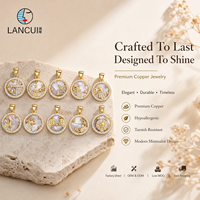 Pendentif Zodiaque en Cuivre Doré Douze Motifs, Bordure Pavée Ronde, Face Blanche, Bijoux Zodiaque Personnalisés, OEM