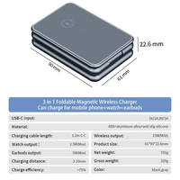 Station de charge sans fil pliable 3 en 1 pour téléphone, montre et écouteurs