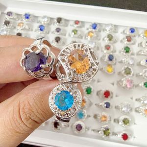 Full Diamond Inlaid Zircon Color-preserving Gemstone <b>Ring</b> Mix Bulk Gemstone Opening <b>Adjustable</b> <b>Ring</b> Micro-Inlaid Zircon <b>Ring</b> - Product Image 5