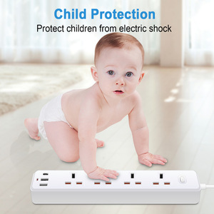 <span class=keywords><strong>Multiprise</strong></span> de protection contre les surtensions en cuivre 10A standard britannique avec protection contre la foudre, prévention des surcharges, sécurité enfant, EMC, prise UKCA, EAU, Royaume-Uni - Product Image 4