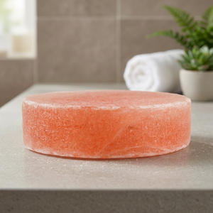 Tabla de Sal Rosa del Himalaya Natural Tallada con Soporte de Hierro, Ecológica, 30x20x5cm - Product Image 1