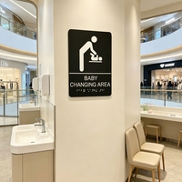 Plaque murale en acier inoxydable brossé pour toilettes unisexes avec signalisation Braille, panneau d'accès aux toilettes personnalisé pour tous les genres, IP65