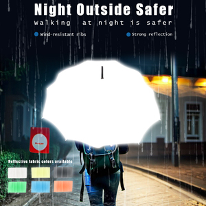 Parapluie droit en tissu de sécurité réfléchissant pour la nuit, parapluie professionnel lumineux dans l'obscurité - Product Image 3