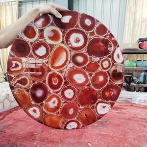 Natural retroiluminado rojo cristal ágata <span class=keywords><strong>Calcedonia</strong></span> translúcido piedra isla encimera losa y salpicaduras - Product Image 6