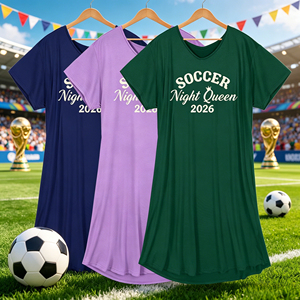 Robe de nuit d'été pour femmes <span class=keywords><strong>grande</strong></span> <span class=keywords><strong>taille</strong></span>, col en V, manches courtes, imprimé Soccer Night Queen 2026 - Product Image 5
