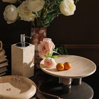 Bijoux de vanité faits à la main petits objets plateau rond en travertin avec support décor à la maison Table basse bol de stockage de fruits
