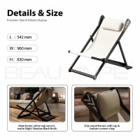 Fauteuil Sling de Luxe Riviera Chilienne en Placage de Chêne Blanc, Cadre Pliant, Chaise de Loisirs Décorative Moderne pour Intérieur de Villa Haut de Gamme