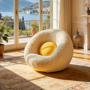 Fauteuil individuel confortable à boules moelleuses, canapé paresseux rond à poils longs, siège de sol créatif pour chambre et balcon - Product Image 4