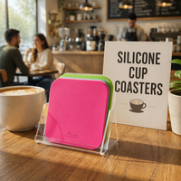 Sous-verres en silicone de qualité alimentaire, formes variées, antidérapants, résistants à la chaleur, avec logo personnalisé, pour tasses à café, thé, maison, café, vente en gros