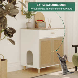 Mueble para Gatos JIAMEIJIA de Roble Claro Premium con Puerta Arqueada y Estante Amplio - Product Image 5