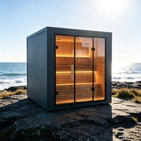 Cabine de sauna extérieure carrée de couleur personnalisée, peinture extérieure en bois, couleur au choix