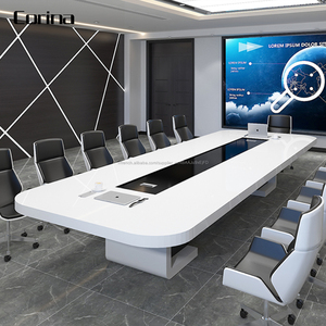 CORINA En <span class=keywords><strong>Pierre</strong></span> artificielle Blanche <span class=keywords><strong>de</strong></span> haute qualité <span class=keywords><strong>taille</strong></span> personnalisée 16 personne siège Table <span class=keywords><strong>de</strong></span> Conférence blanche - Product Image 2