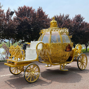 Electric Golden <b>Pumpkin</b> Carriage With <b>White</b> Seat Outdoor Wedding Transportation - Product Image 1