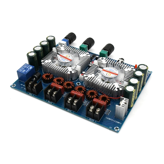 2*160W+220W TDA7498E Power Subwoofer Amplifier Board BT-compatible 2.1 Channel Class D Home Theater Audio Stereo Amp