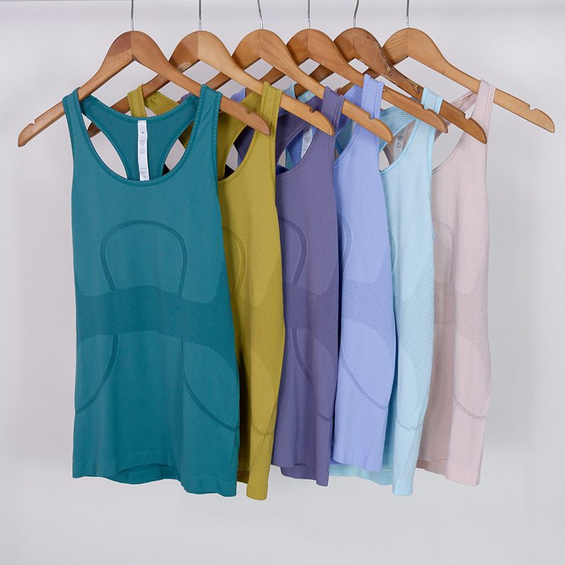 Women lu lu Yoga Vest Solid Workout Backless Shirts Sports FitnessTank Top Active Wear Sleeveless Sexy Gym Tech