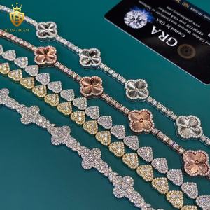 Хит продаж: браслеты с бриллиантами, браслеты с муассанитом в форме сердца и клевера, теннисные браслеты из серебра 925 пробы с муассанитом VVS для женщин, с сертификатом GRA - Product Image 2