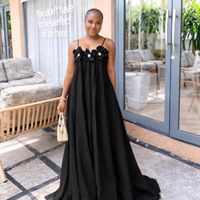 Robe longue sans dos ni manches pour les vacances, imprimé floral 3D, style décontracté, coupe ample, jupe trapèze, tissu polyester, taille mi-haute