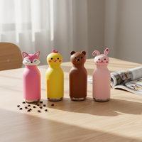 Gobelet isotherme en acier inoxydable à double usage avec paille intégrée, motif tête d'animal de dessin animé, portable et anti-fuite pour enfants, maintient l'eau au frais pendant 6 à 12 heures