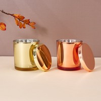 8oz 10oz 14oz glänzende galvanisierte Champagner-Kerzenbehälter luxuriöse Glaskerzengläser mit metall-gold-Deckel