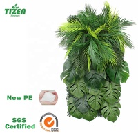 Tizen gros fausse feuille de tortue verte feuille de palmier toile de fond verticale plante artificielle mur d'herbe