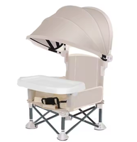 Chaise de plage légère en aluminium pour bébé, chaise pliante portable pour enfants avec pare-soleil et plateau repas – Prix promotionnel