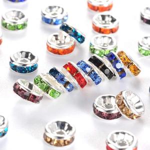 JOYFFO 100 pz perline distanziatrici Rondelle placcate argento strass di cristallo ceco per creazione di gioielli per bracciali con perline sciolte - Product Image 6