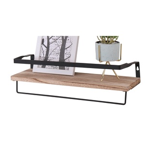 Floating <b>Shelves</b> Set Of 2 Wall Mounted Wood And Metal Bracket <b>For</b> Bedroom Living Room <b>Kitchen</b> Bathroom Display <b>Shelves</b> - Product Image 3
